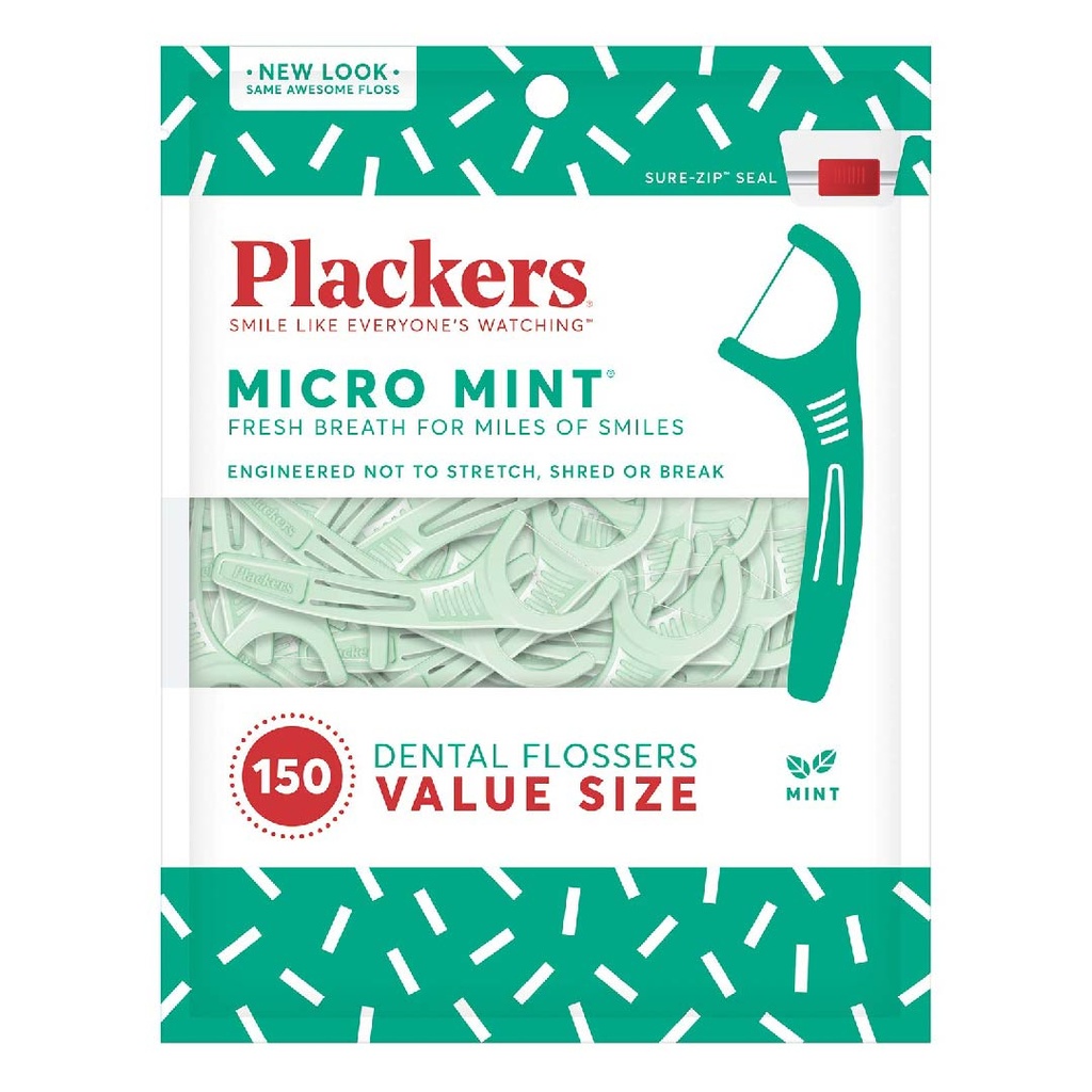 Palillos Con Hilo Dental Sabor a Menta, Plackers / 150 Pack
