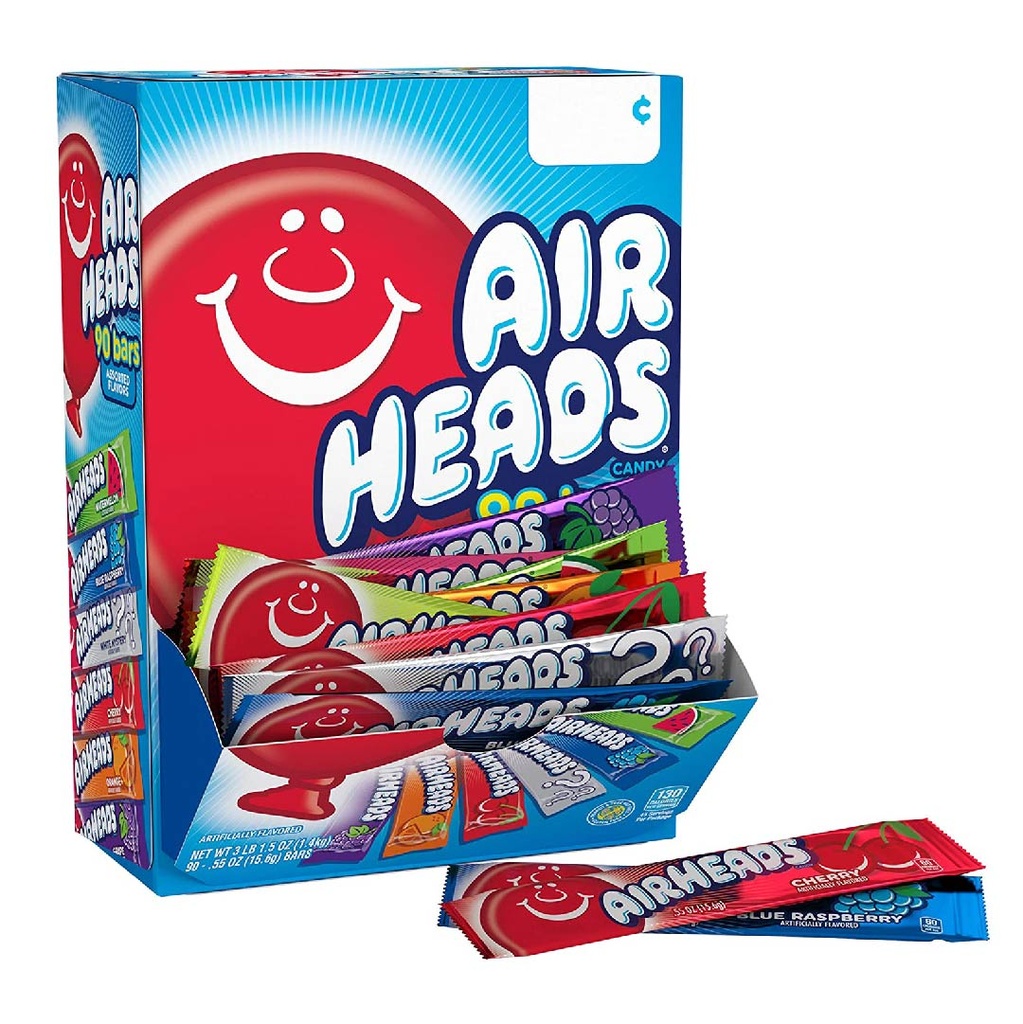 Tiras De Caramelo Masticable Variado Airheads, 1.4 Kg / 90 Pack