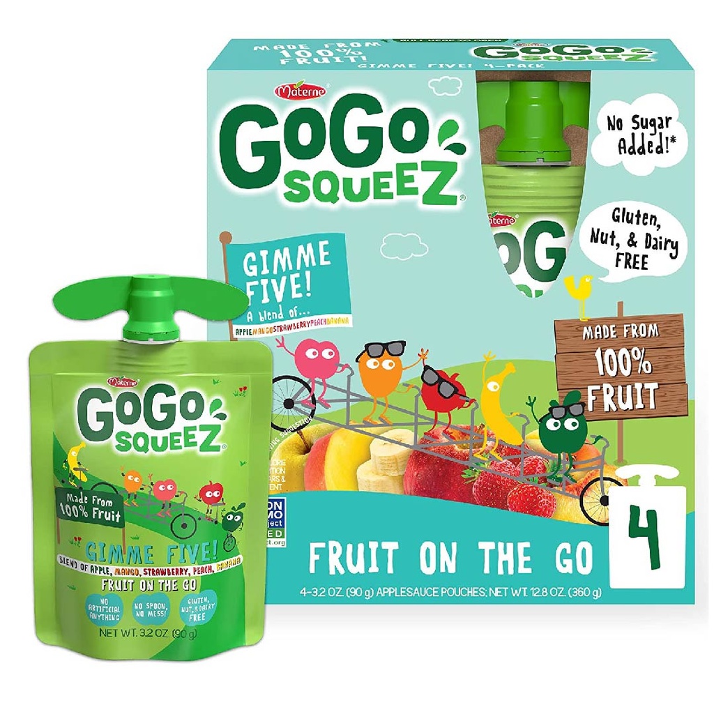 Compota Gimme Five 100% Fruta, Go Go / 4 Pack / 90g