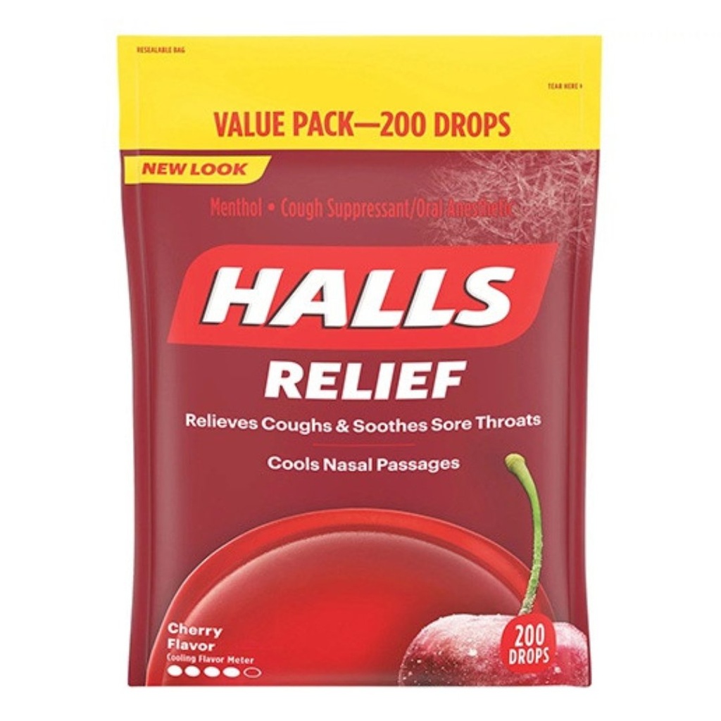 Halls Relief Sabor Cereza, 200 Pack