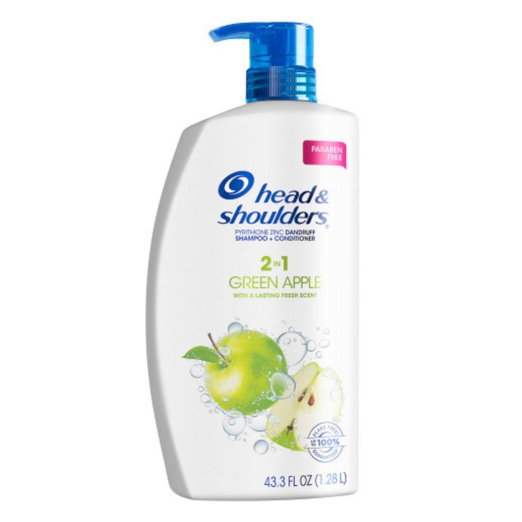 Champú y Acondicionador Head&amp;Shoulders 2en1 Green Apple Anticaspa, 1.28 L