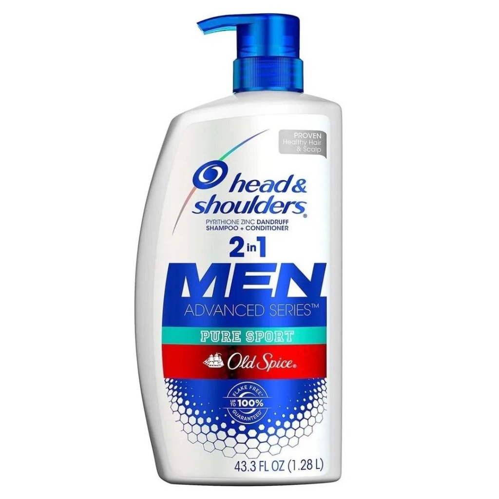 Champú y Acondicionador Men Anti Caspa Head&amp;Shoulders 2en1 Pure Sport, 1.28 L