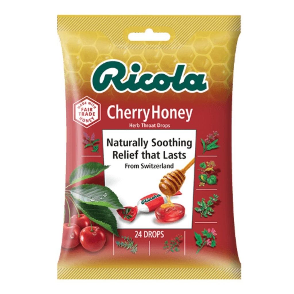 Caramelos De Alivio Natural Sabor Cherry-Honey, Ricola / 24 Pack