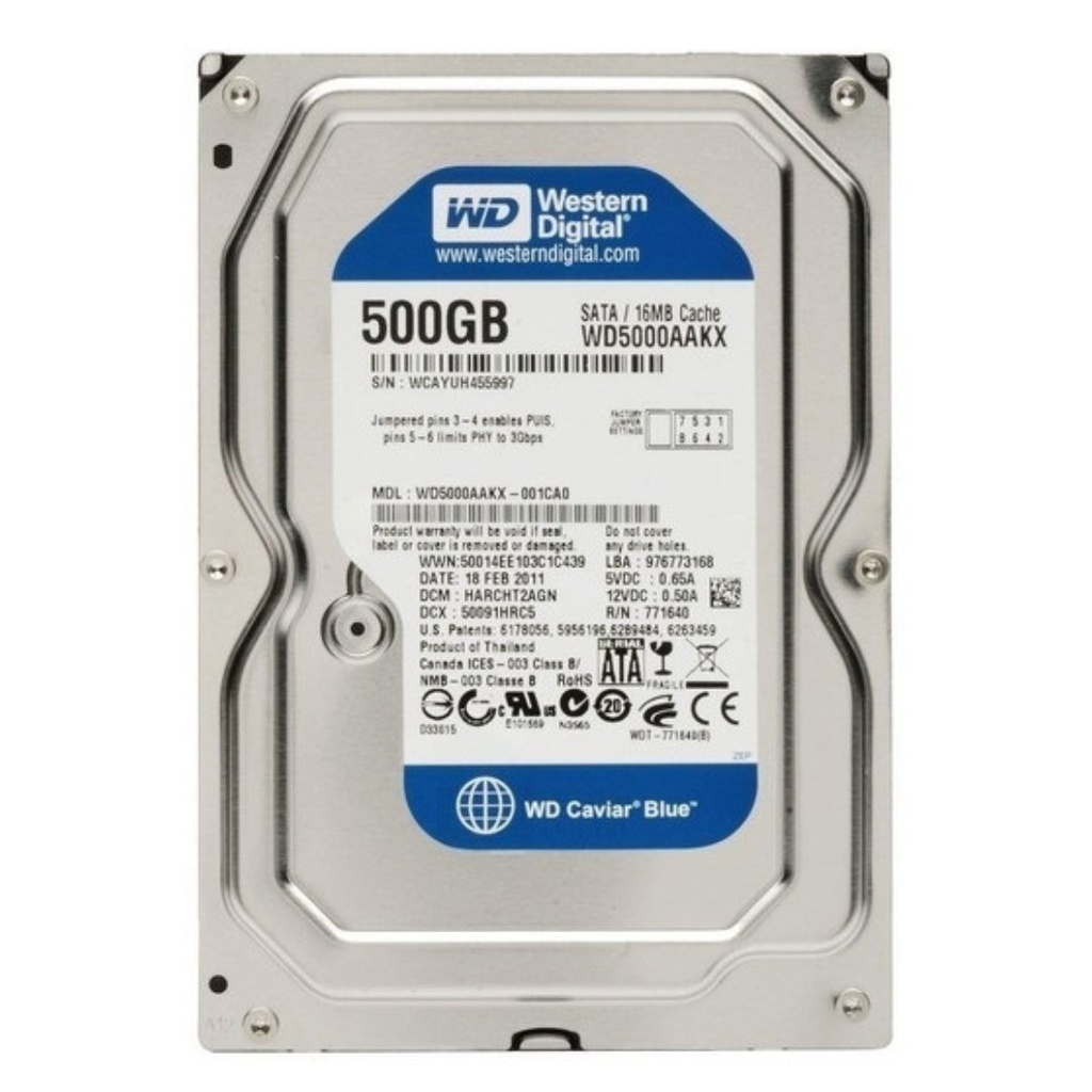 Disco Duro HDD Western Digital 500GB Sata 7200 RPM 3.5"